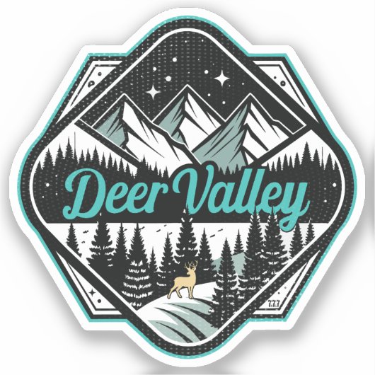 Sticker Ski Retro Deer Valley (Recto)