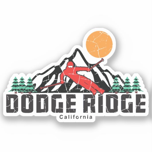 Sticker Ski Retro Dodge Ridge (Recto)