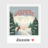 Sticker Skier d'Aspen | Colorado (Feuille)