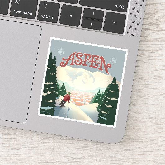 Sticker Skier d'Aspen | Colorado (Détail)