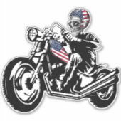 Sticker Skull Biker avec drapeau américain (Devant)