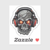 Sticker Skull Techno avec casque (Feuille)