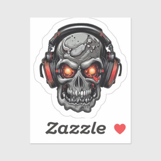 Sticker Skull Techno avec casque (Feuille)