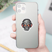 Sticker Skull Techno avec casque (Téléphone)