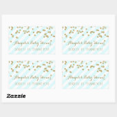 Sticker Sky Blue Gold Stripes Baby shower Favorise (Feuille)