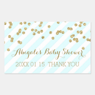 Sticker Sky Blue Gold Stripes Baby shower Favorise