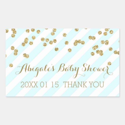 Sticker Sky Blue Gold Stripes Baby shower Favorise (Devant)