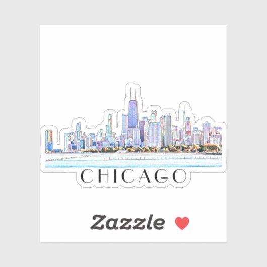 Sticker Skyline de Chicago (Feuille)