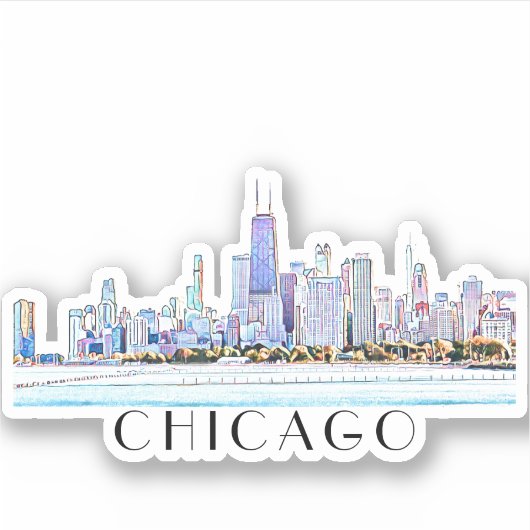 Sticker Skyline de Chicago (Devant)