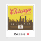Sticker Skyline de l'Illinois (Feuille)