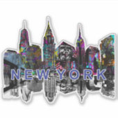 Sticker Skyline new-yorkais en graffiti (Devant)