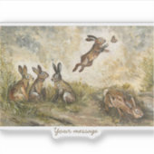 Sticker Skyward Fluff Meadow Hare Whimsical Rabbit Family (Devant)