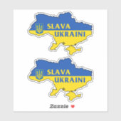 Sticker Slava Ukraine Ukraine Ukraine drapeau ukrainien St (Feuille)