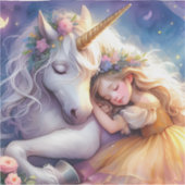 Sticker Sleeping Girl Unicorn Dreamscape (Devant)
