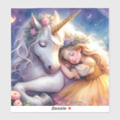 Sticker Sleeping Girl Unicorn Dreamscape (Feuille)