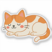 Sticker Sleeping Orange and White Cat – Cute Cartoon Style (Devant)