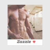 Sticker SlipperyJoe cheminée homme musclé six pack abs (Feuille)