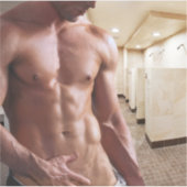 Sticker SlipperyJoe cheminée homme musclé six pack abs (Devant)