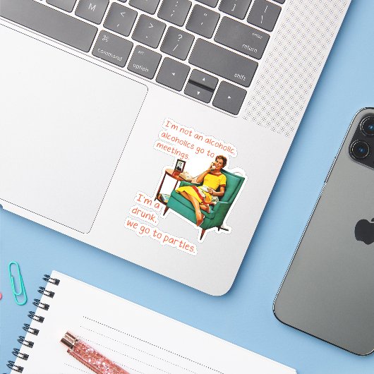 Sticker SlipperyJoe socialiser la fête de la boisson vinta (Ordinateur portable avec iPhone)