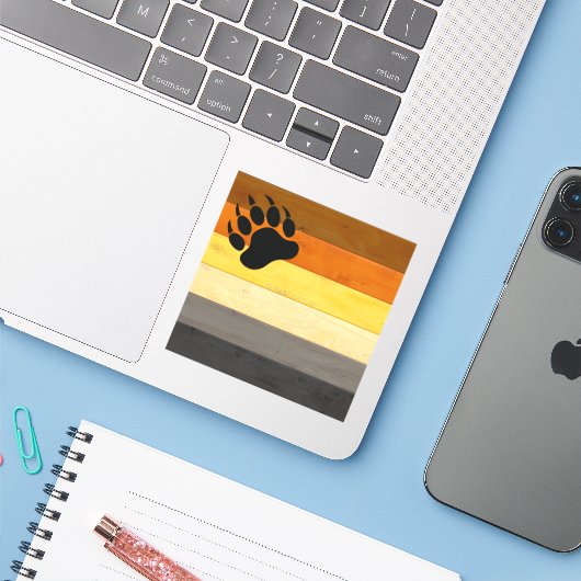 Sticker SlipperyJoe's Bear Pride drapeau de la texture du  (Ordinateur portable avec iPhone)