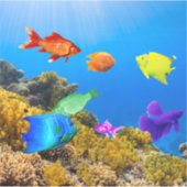 Sticker SlipperyJoe's Fish Pride tropicale vert bleu pourp (Devant)