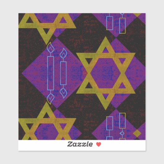 Sticker SlipperyJoe's Happy Hanoukka Star de David menorah (Feuille)