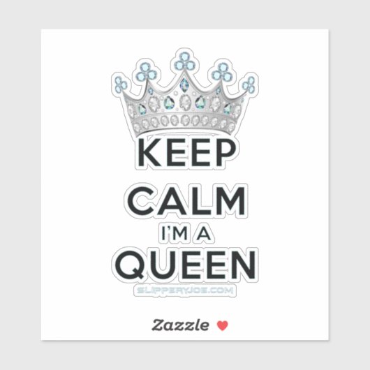 Sticker SlipperyJoe's Keep Calm Queen couronne joyaux a (Feuille)