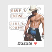 Sticker SlipperyJoe's save horse ride paille cowboy casque (Feuille)