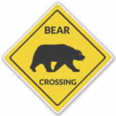 Sticker SlipperySignal de passage de l'ours de Joe silhoue (Devant)