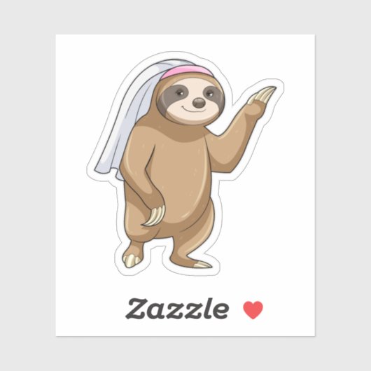 Sticker Sloth as Bride with Veil (Feuille)