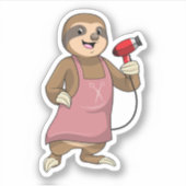 Sticker Sloth as Hair stylist avec Sèche-cheveux (Devant)