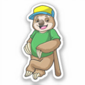 Sticker Sloth at Baseball with Baseball bat (Recto)