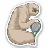 Sticker Sloth at Tennis with Tennis racket (Recto)
