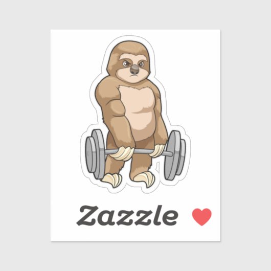 Sticker Sloth au Bodybuilding avec Barbell (Feuille)