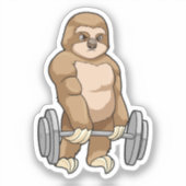 Sticker Sloth au Bodybuilding avec Barbell (Recto)