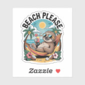 Sticker Sloth avec glace Crème Plage d'été S'il vous plaît (Feuille)