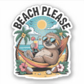Sticker Sloth avec glace Crème Plage d'été S'il vous plaît (Devant)