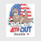 Sticker Sloth Chill 4th out Patriotic USA (Feuille)