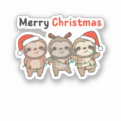 Sticker Sloth Christmas mignonne Slots Joyeux Noël (Recto)