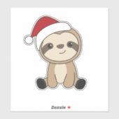 Sticker Sloth Christmas Snow Winter Animals Sloths Classic (Feuille)