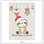 Sticker Sloth Christmas Snow Winter Animaux (Feuille)
