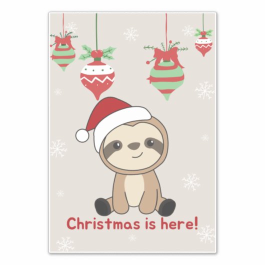 Sticker Sloth Christmas Snow Winter Animaux (Devant)