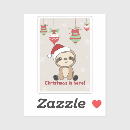 Sticker Sloth Christmas Snow Winter Animaux (Feuille)