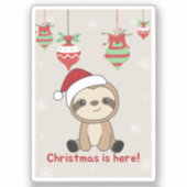 Sticker Sloth Christmas Snow Winter Animaux (Recto)