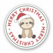 Sticker Sloth Christmas Snow Winter Animaux (Recto)