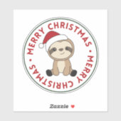 Sticker Sloth Christmas Snow Winter Animaux (Feuille)
