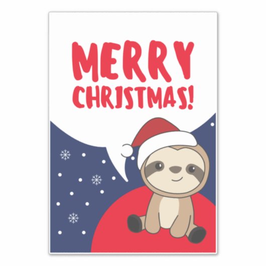 Sticker Sloth Christmas Snow Winter Animaux (Devant)