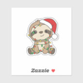 Sticker Sloth Christmas Winter Animaux Slots (Feuille)
