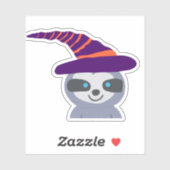 Sticker Sloth d'Halloween dans le Casquette de Witch (Feuille)