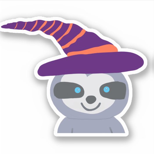 Sticker Sloth d'Halloween dans le Casquette de Witch (Devant)